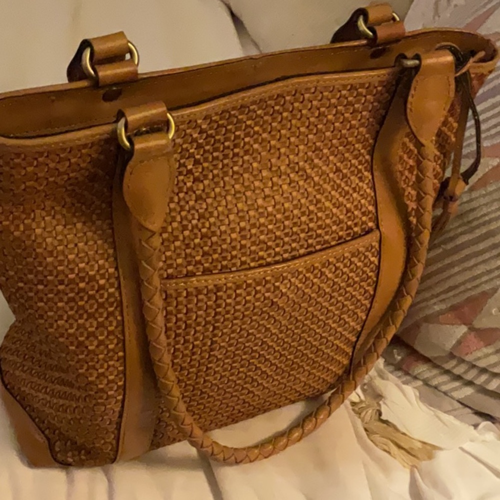 NWTS! Patricia Nash Rena Leather Woven Tassel Tote Bag - Picture 2 of 12
